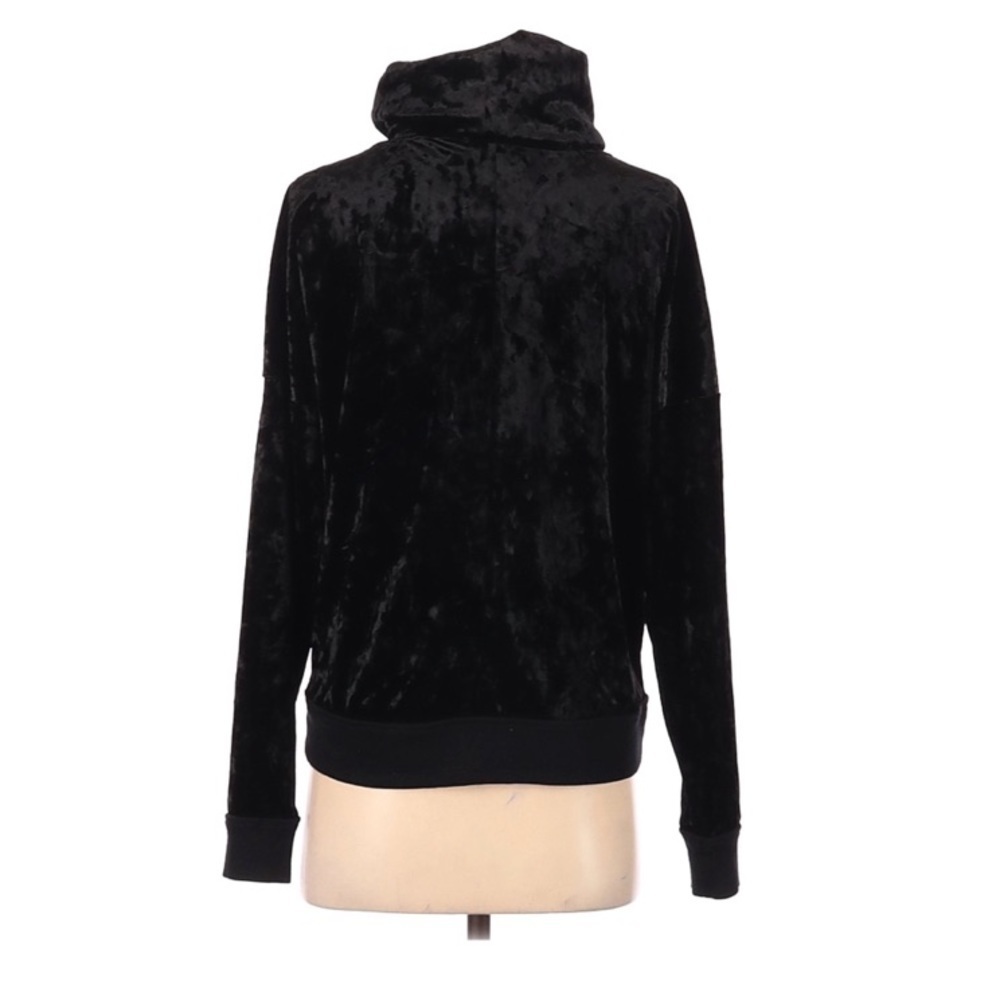 Betsy Johnson Velour Black Top Cowl Neck Size S Goth Activewear Athleisure - Picture 3 of 5